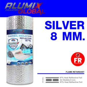 Silver FR 8mm fire rated reflective foil insulation roll by Alumix
